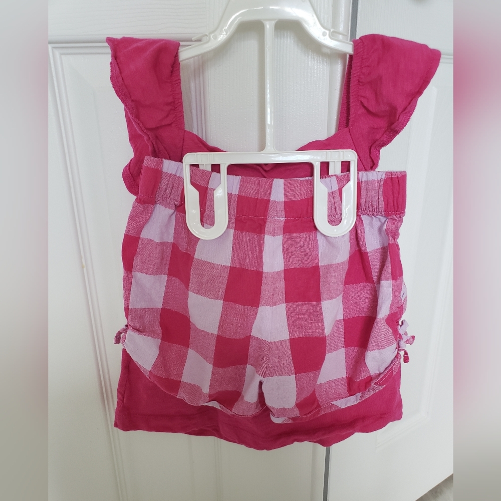 Pink Checkered Short Set With Pink Top